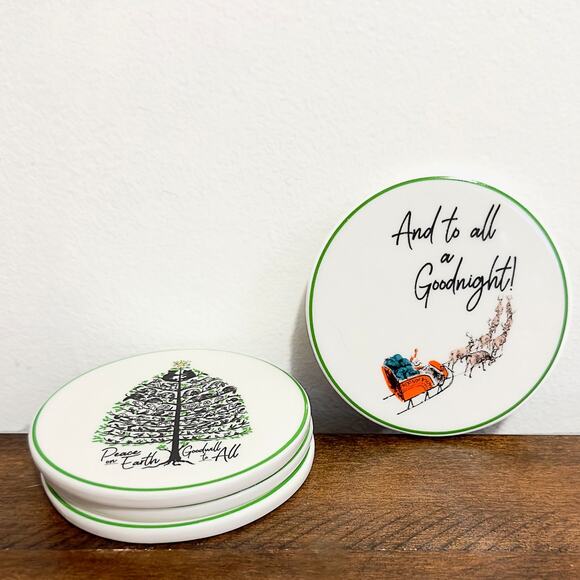NWT: Godinger - Peace on Earth, Ceramic Christmas Coasters - Set of 4 - Picture 6 of 8